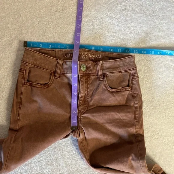 American Eagle Women 0 Jeggings Jeans Super Stretch AEO Sateen Low Rise Pockets - Picture 15 of 16
